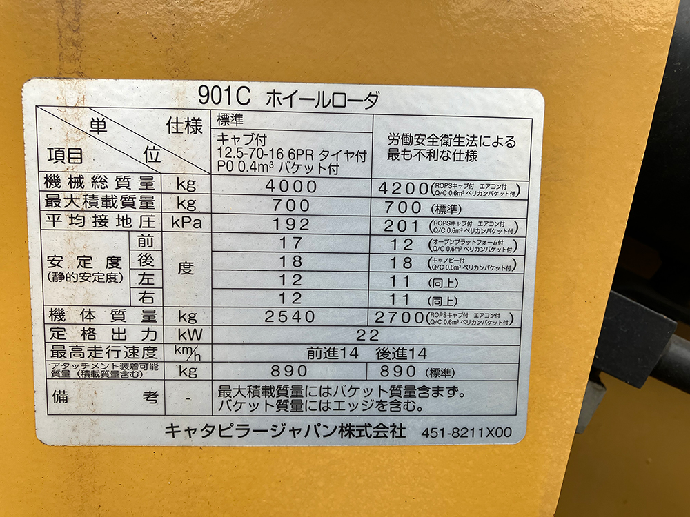 キャタピラー ミニホイールローダー 901C